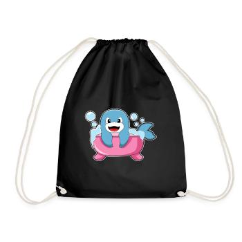 Dolphin Bathing Bathtub - Drawstring Bag - black - Front