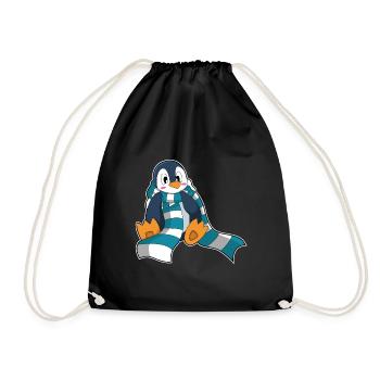 Penguin Winter Scarf - Drawstring Bag - black - Front