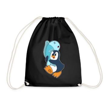 Pinguin Fisch - Turnbeutel - Schwarz - Vorne