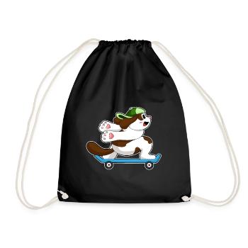Dog Skater Skateboard - Drawstring Bag - black - Front