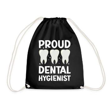 Proud Dental Hygienist Dentist Dental Hygiene - Drawstring Bag - black - Front