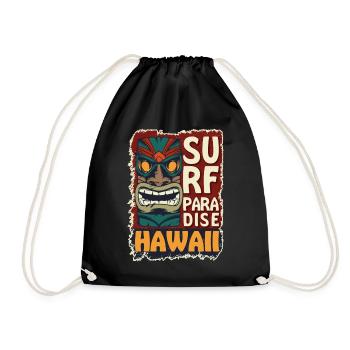 Tiki Face Surf Paradise Hawaii Surfen - Turnbeutel - Schwarz - Vorne