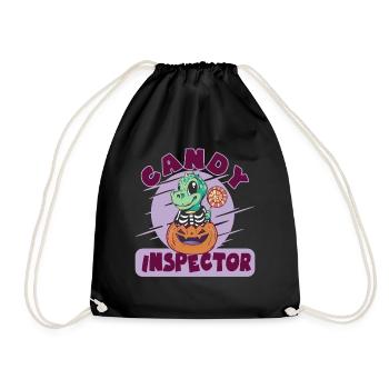 Dinosaurier Candy Inspector Halloween -Party - Turnbeutel - Schwarz - Vorne