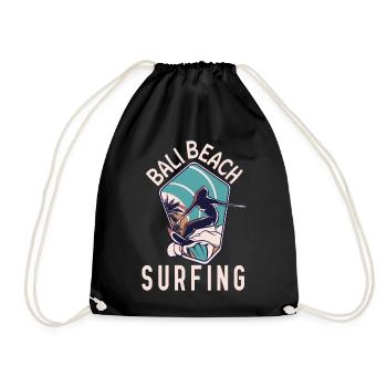Bali Beach Surfer Retro Surfing Girl Travel - Turnbeutel - Schwarz - Vorne