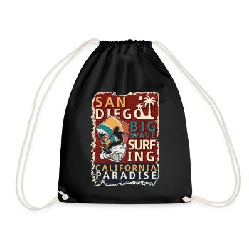 San Diego Surfen Big Wave California Surfer - Turnbeutel - Schwarz - Vorne