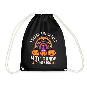 Halloween I Teach The Cutest 4th Grade Pumpkins - Drawstring Bag - black - Front