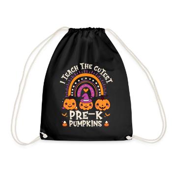 Halloween I Teach The Cutest Pre-K Pumpkins - Drawstring Bag - black - Front