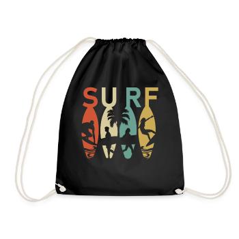 Surfboard Retro Surfing Surfer - Turnbeutel - Schwarz - Vorne