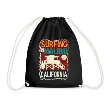 Surfen in Malibu California LifeGuard Station Surf - Turnbeutel - Schwarz - Vorne