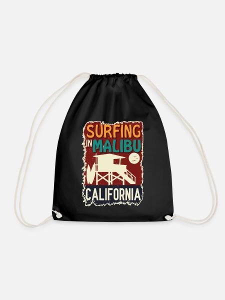 Surfen in Malibu California LifeGuard Station Surf - Turnbeutel - Schwarz
