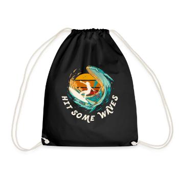 Schlagen Sie einige Wellen Retro Sunset Surfen Sur - Turnbeutel - Schwarz - Vorne
