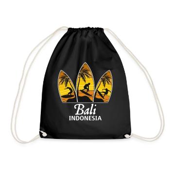 Bali Indonesia Surfer Spot Sunset Surfboards Surf - Turnbeutel - Schwarz - Vorne