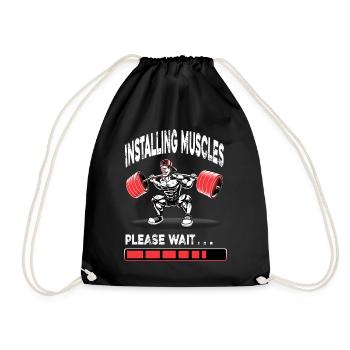 Bodybuilder Muscles Gym Fitness Training - Drawstring Bag - black - Front