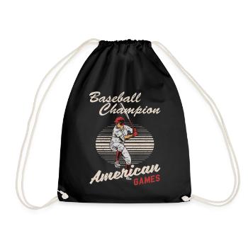 Baseball Champion Batter US Sport Gift - Drawstring Bag - black - Front