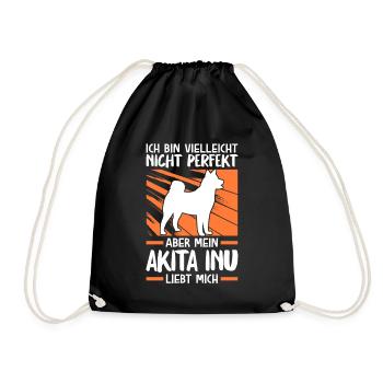 Mein Akita Inu liebt mich japanischer Spitz - Turnbeutel - Schwarz - Vorne