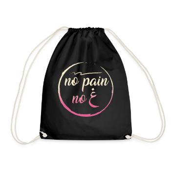 No Pain No Gain Shirt, Adult Muslim Arabic - Drawstring Bag - black - Front