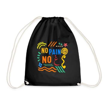 No Pain No Gain Shirt, Adult Muslim Arabic - Drawstring Bag - black - Front