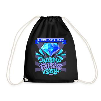 Father's Day Dad-is-a-Jewel, Gemmology-Dad Saying - Drawstring Bag - black - Front