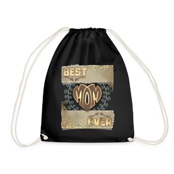 Best-Mom-Ever, Spruch Muttertag, Typografie - Turnbeutel - Schwarz - Vorne