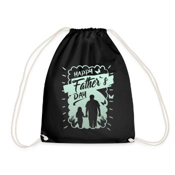 Father's Day, Father-and-Daughter, Happy Father's Day - Drawstring Bag - black - Front