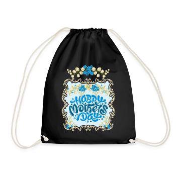 Mothers-Day, Muttertag, Vintage-Maiglöckchen - Turnbeutel - Schwarz - Vorne
