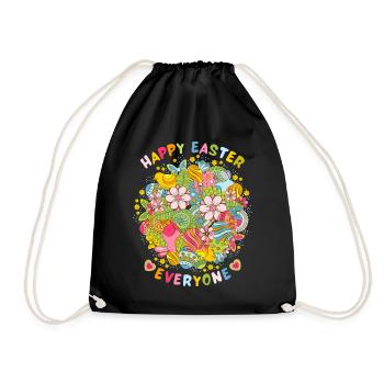 Happy Easter everyone, Frohe Ostern Vintage-Retro - Turnbeutel - Schwarz - Vorne