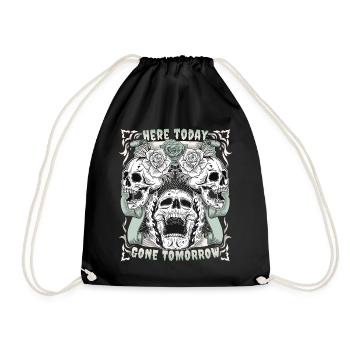 Conception de crâne de crâne avec motif de rose motif motard - Sac de sport léger - noir - Devant