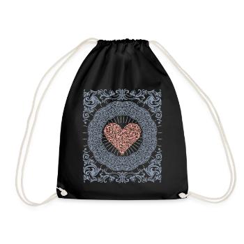 Herz-Ornament, romantisches Valentinstag-Motiv - Turnbeutel - Schwarz - Vorne