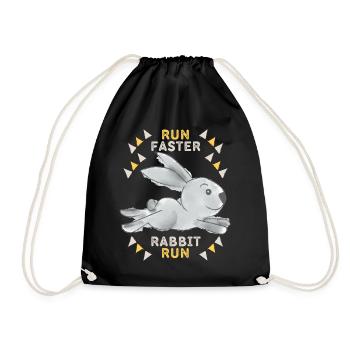 Cute Rabbit, Run-Faster-Rabbit-Run, funny saying - Drawstring Bag - black - Front