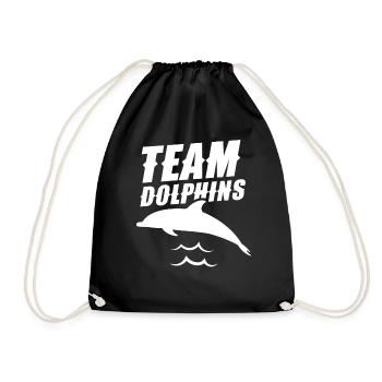 Team Dolphins Dolphin Lover Dolphin Dolphin - Drawstring Bag - black - Front