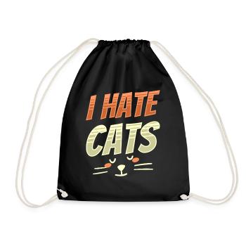I Hate Cats Dog Puppy Animal Lover - Drawstring Bag - black - Front
