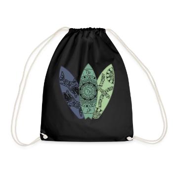 Fischfische Zodiakzeichen Surfboard -Surfenhorosko - Turnbeutel - Schwarz - Vorne