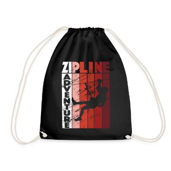 Zipline -Abenteuer Retro Ziplining - Turnbeutel - Schwarz - Vorne