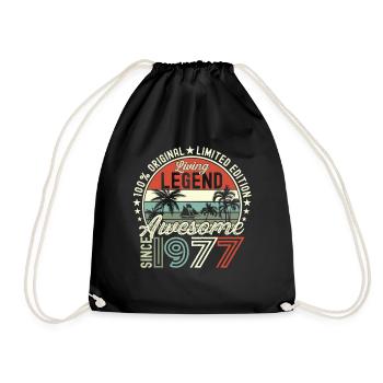 Awesome September 1977 45th Birthday Gift - Drawstring Bag - black - Front