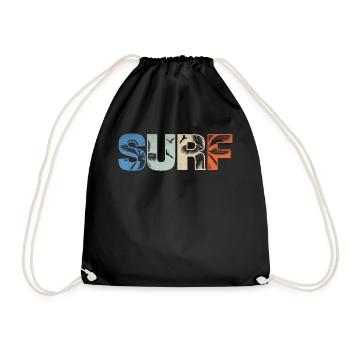 Surf Beach And Palm Trees - Turnbeutel - Schwarz - Vorne