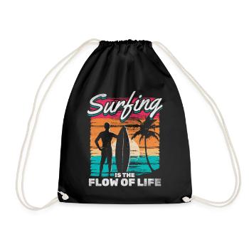 Surfing Is The Flow Of Life - Drawstring Bag - black - Front