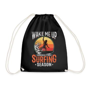 Surfer Wake Me Up When It's Surfing Season - Turnbeutel - Schwarz - Vorne