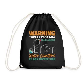Roller Coaster Warning This Person - Drawstring Bag - black - Front