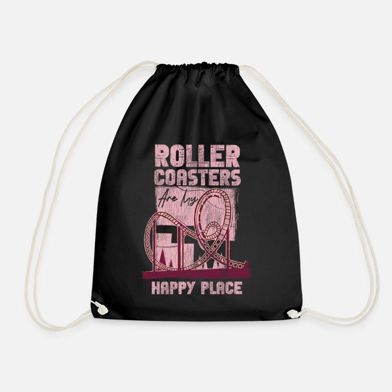 Roller Coaster Vintage Roller - Drawstring Bag - black