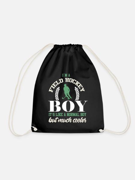 Field Hockey Hockey Player Feldhockey Boys - Drawstring Bag - black
