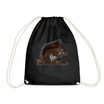 Squirrel Art Forest Animal Design with Rodent - Drawstring Bag - black - Front