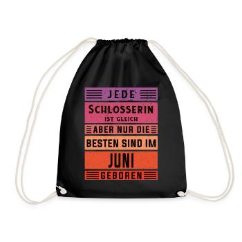 Kfz-Mechaniker Geburtstag Juni geboren Schlosserin - Turnbeutel - Schwarz - Vorne