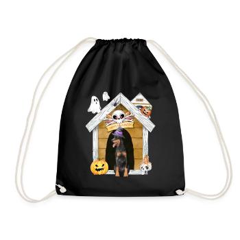 Halloween Dobermann Dog Witch - Drawstring Bag - black - Front