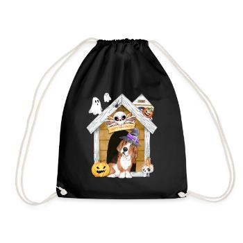 Halloween Basset Hound Dog Witch - Drawstring Bag - black - Front