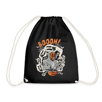 Skeleton Dinosaur Trex Dino Pumpkins Moon Boys - Drawstring Bag - black - Front