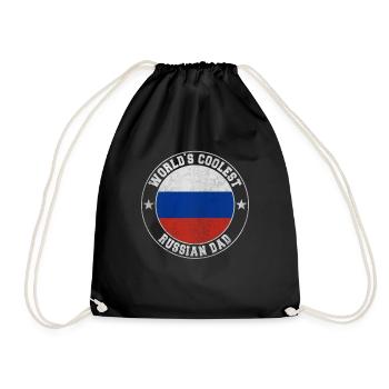 Worlds coolest russian dad - Drawstring Bag - black - Front