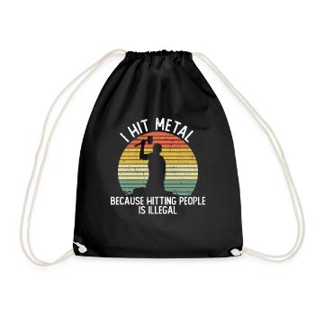 Blacksmith forge anvil metal worker funny saying - Drawstring Bag - black - Front