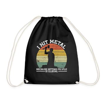 Blacksmith forge anvil metal worker funny saying - Drawstring Bag - black - Front