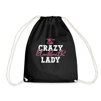 Crazy Blacksmith Lady - Schmiedin Frauen schmieden - Turnbeutel - Schwarz - Vorne