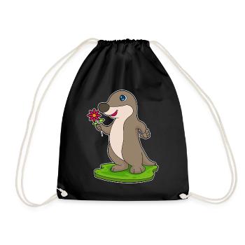 Otter Flower - Drawstring Bag - black - Front